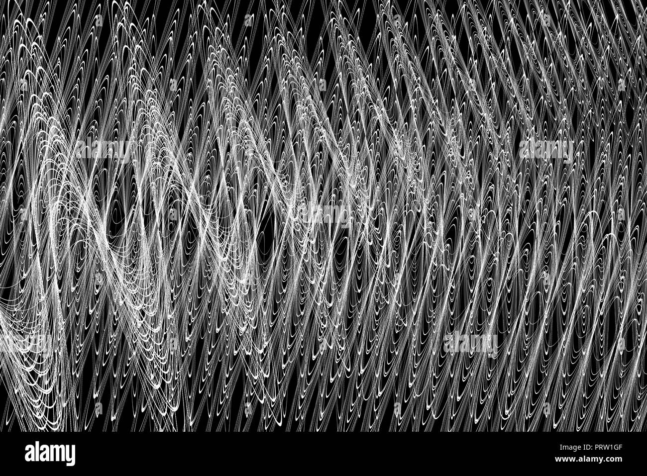 Many overlapping sine waves of different wavelength and amplitude ...