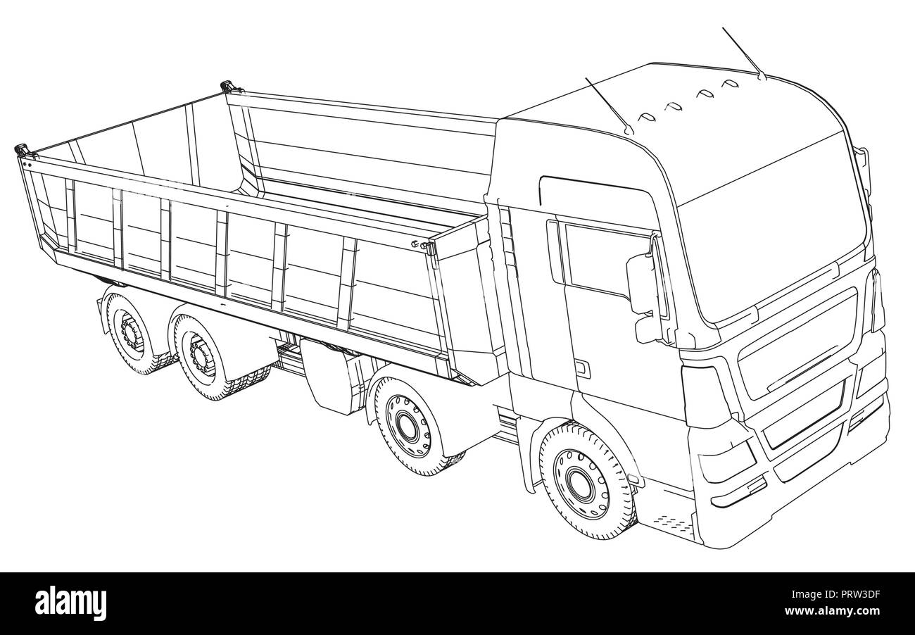 Sketch of long truck. A sketch of the long truck with the trailer. |  CanStock
