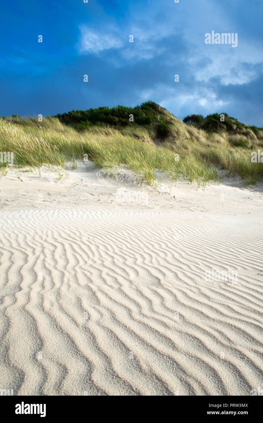 Background Image Of Beach With Pristine White Sand Dunes And Dramatic Sky With Copy Space Stock Photo Alamy