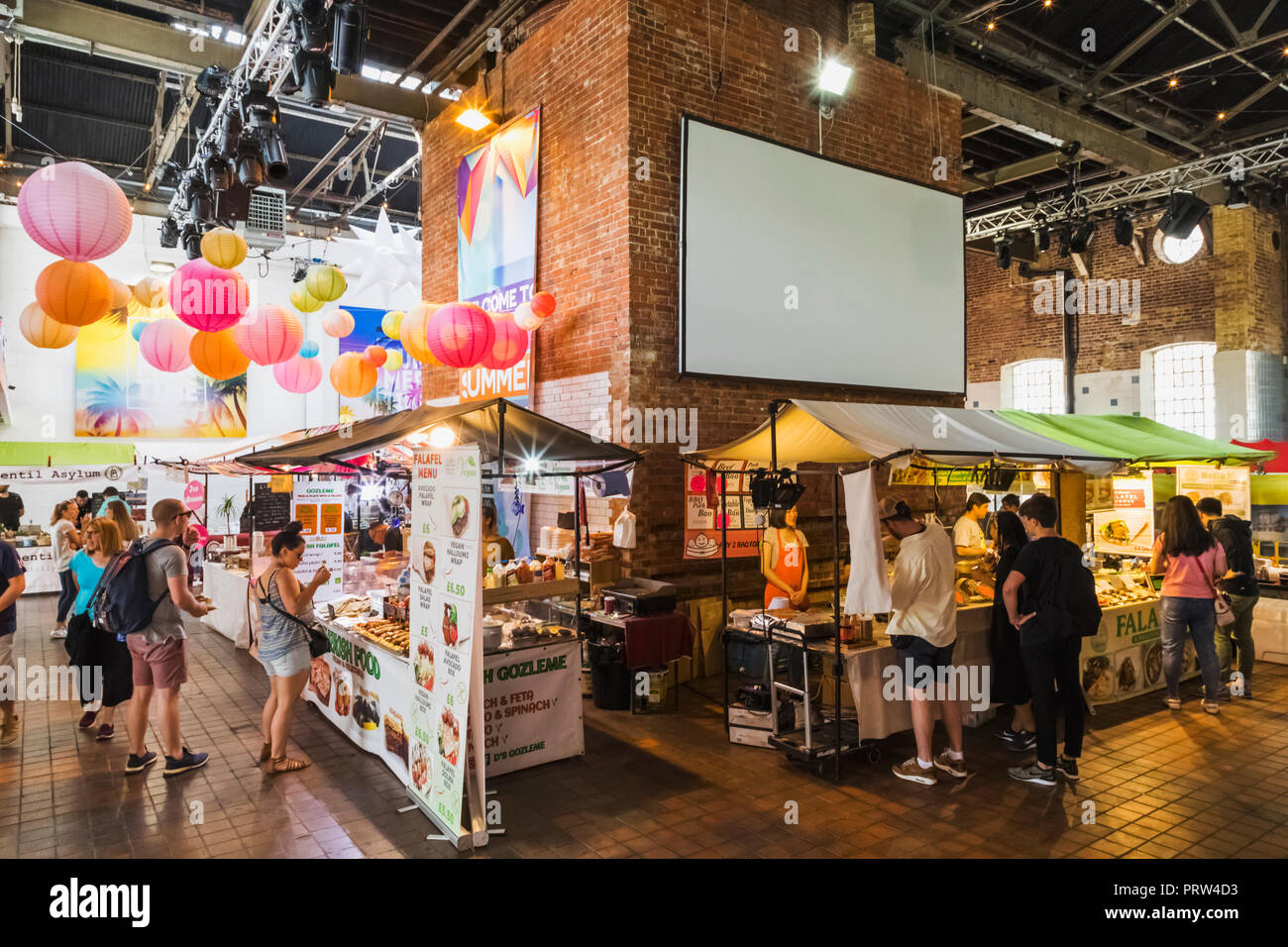 England, London, Shoreditch, Brick Lane, Street Food Stall Stock Photo ...