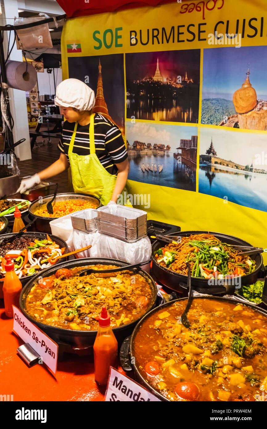 England, London, Shoreditch, Brick Lane, Street Food Stall Selling