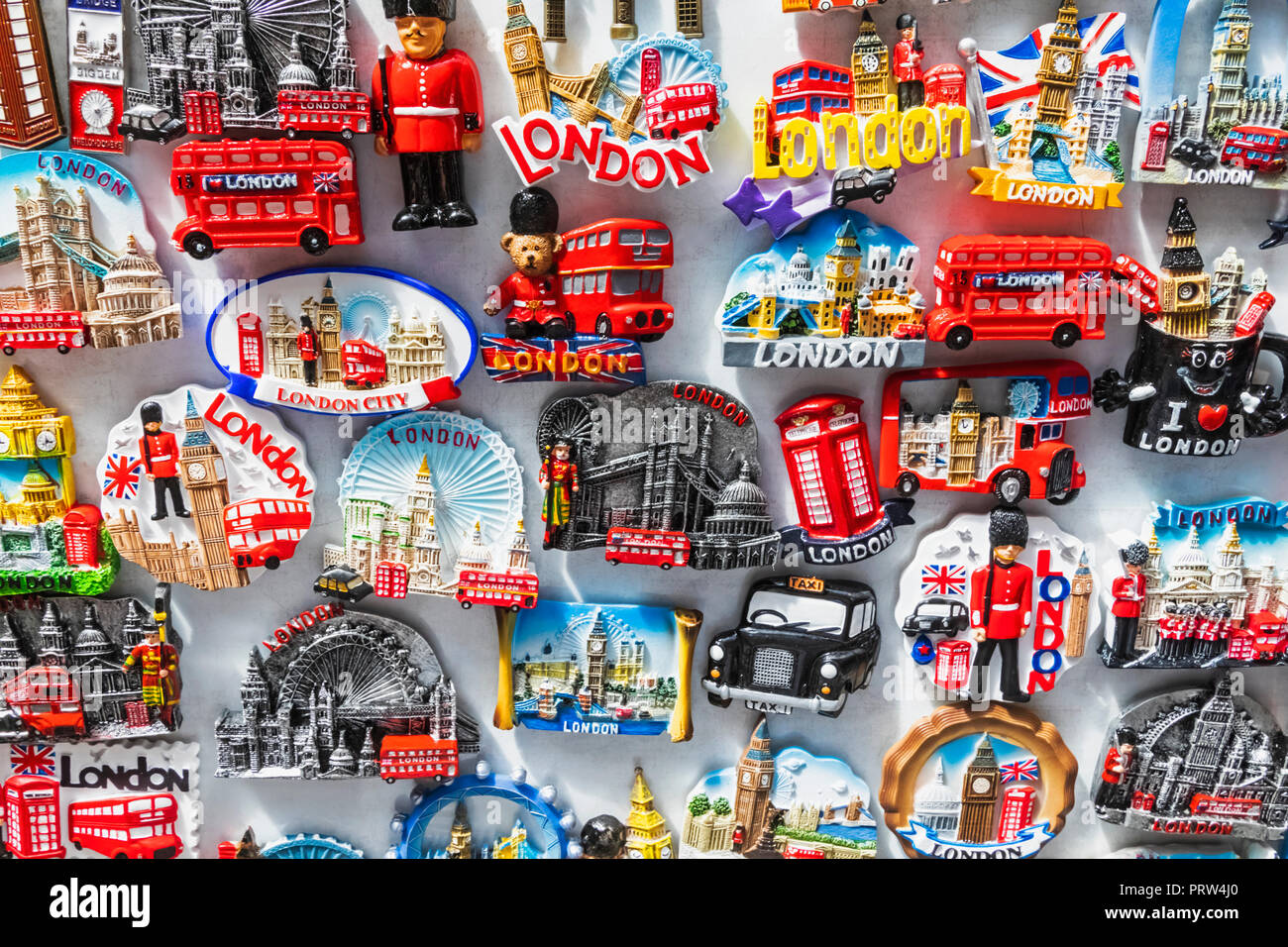 England, London, Shoreditch, Brick Lane, Souvenir Stall Display of