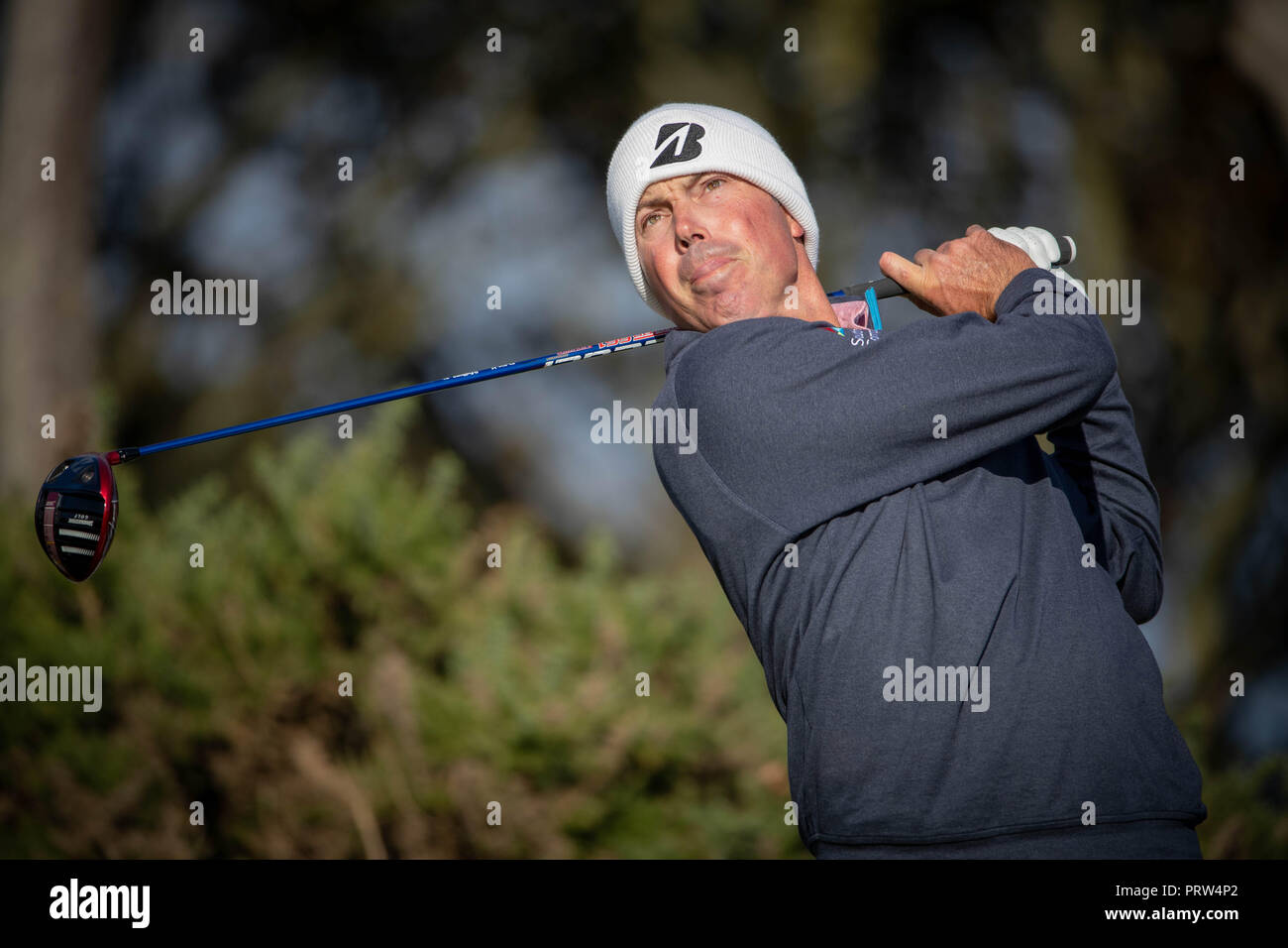 USA's Matt Kuchar tees off at the 12th hole during day one at