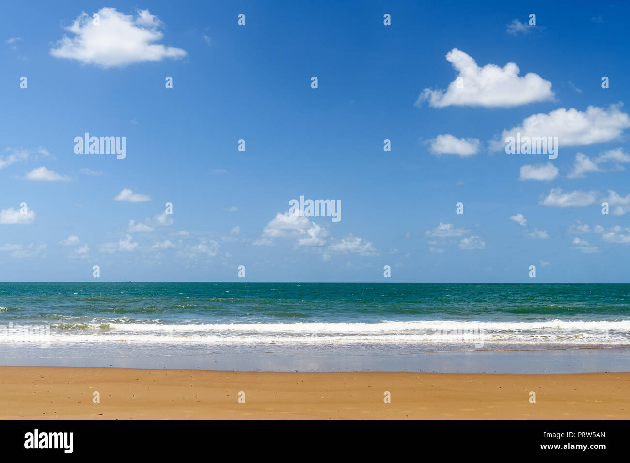 Tropical sandy Beach with blue sky Stock Photo - Alamy