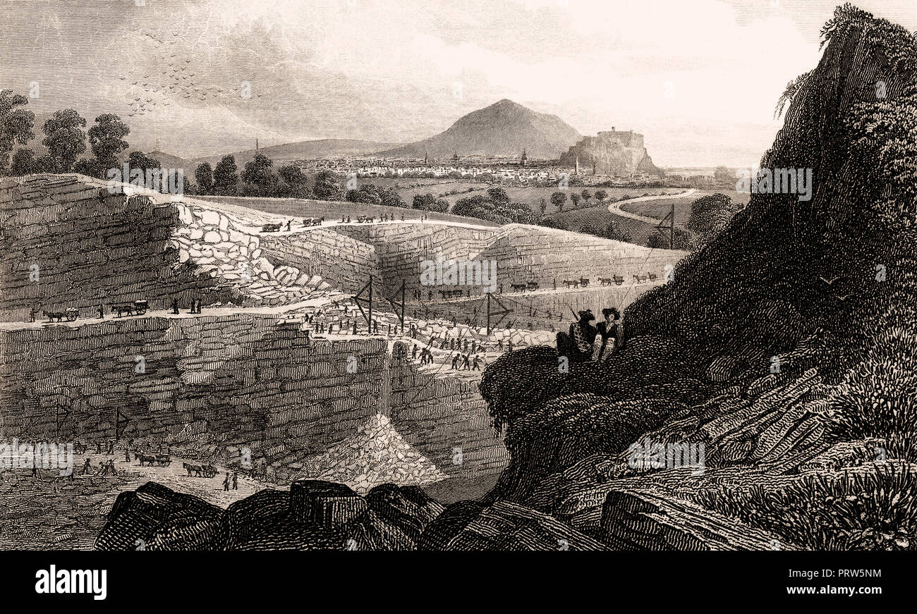 The Stone Quarries, Craigleith, near Edinburgh, Scotland, 19th century, from Modern Athens by Th. H. Shepherd Stock Photo