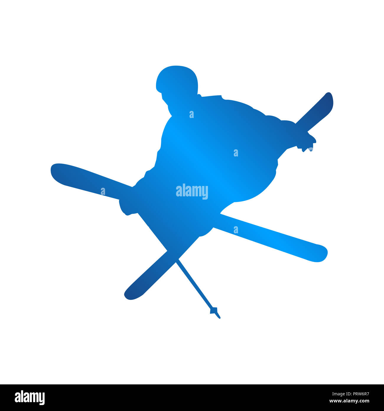 silhouette blue skiing people logo design vector illustration Stock Photo