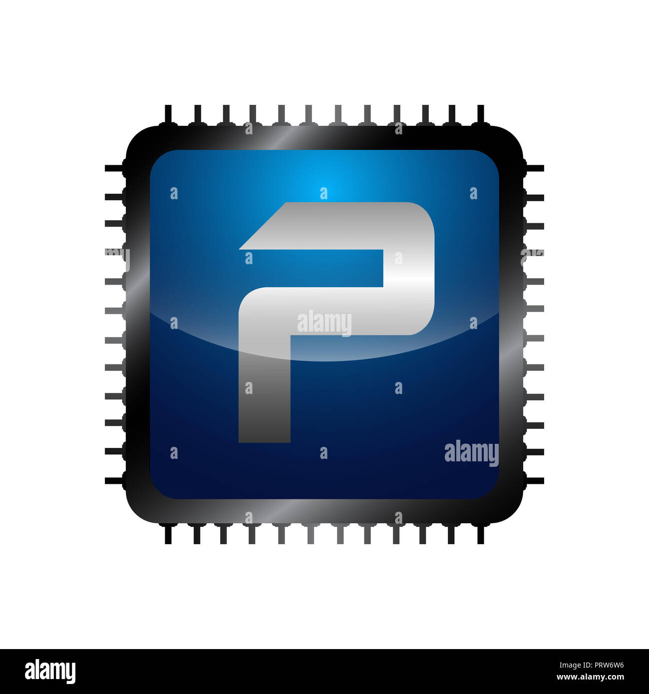 Letter P icon. Technology Smart logo, computer and data related business, hi-tech and innovative, electronic Stock Photo