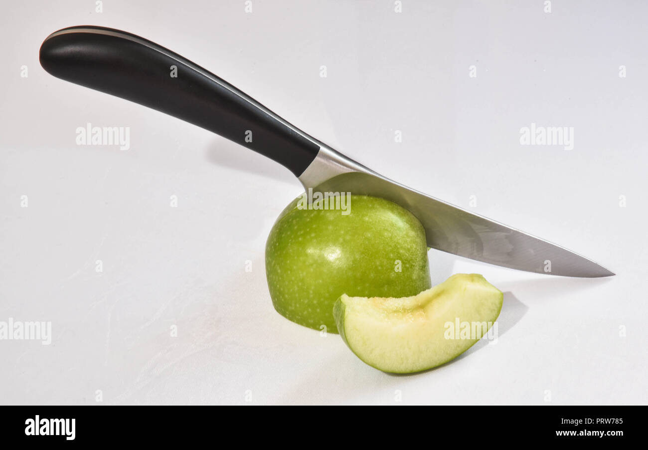 sliced apple on white background Stock Photo