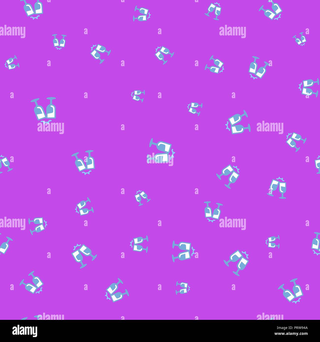 Two glasses with champagne seamless pattern. Pink background. Vector illustration. Stock Vector