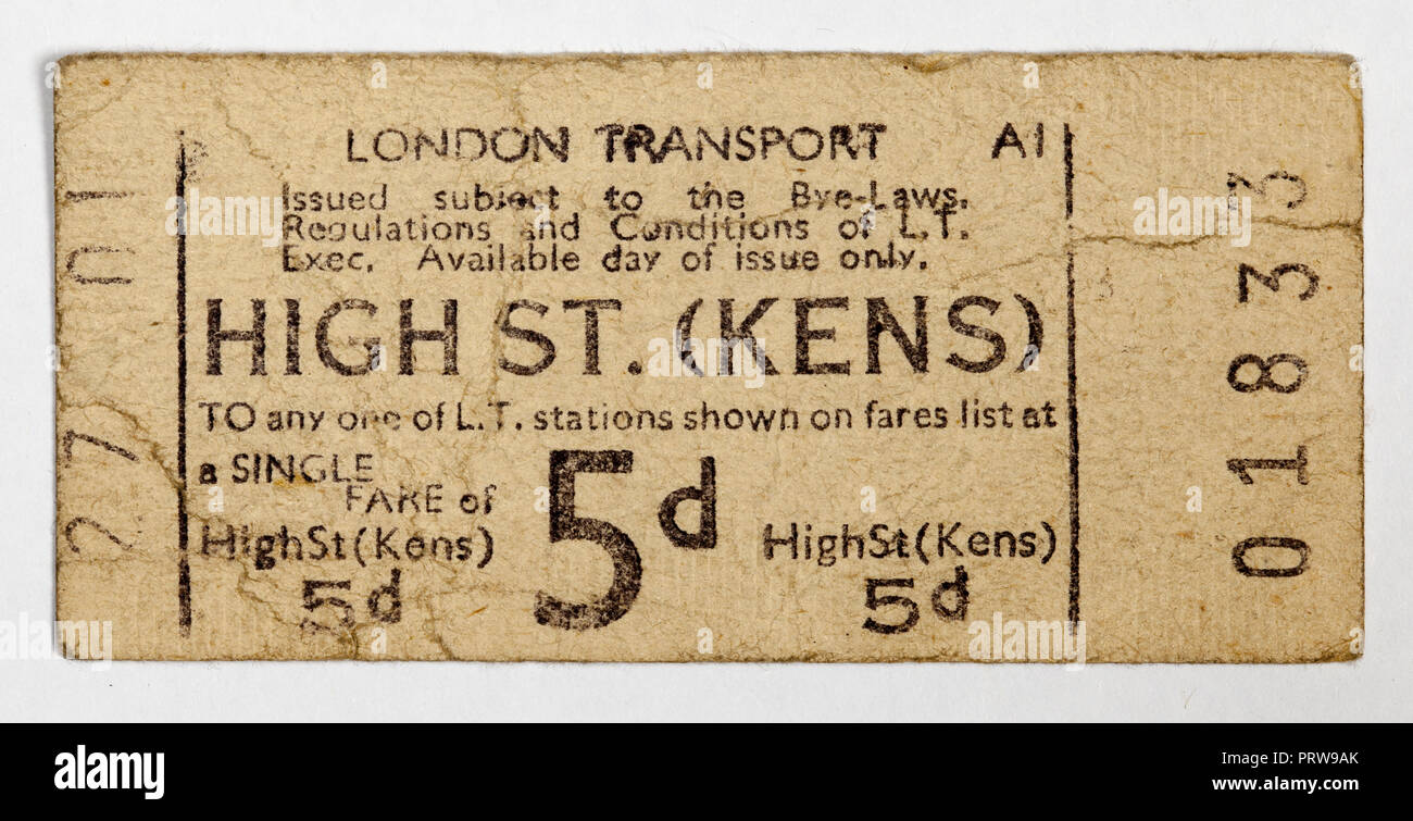 Old London Underground Ticket Stock Photos & Old London Underground