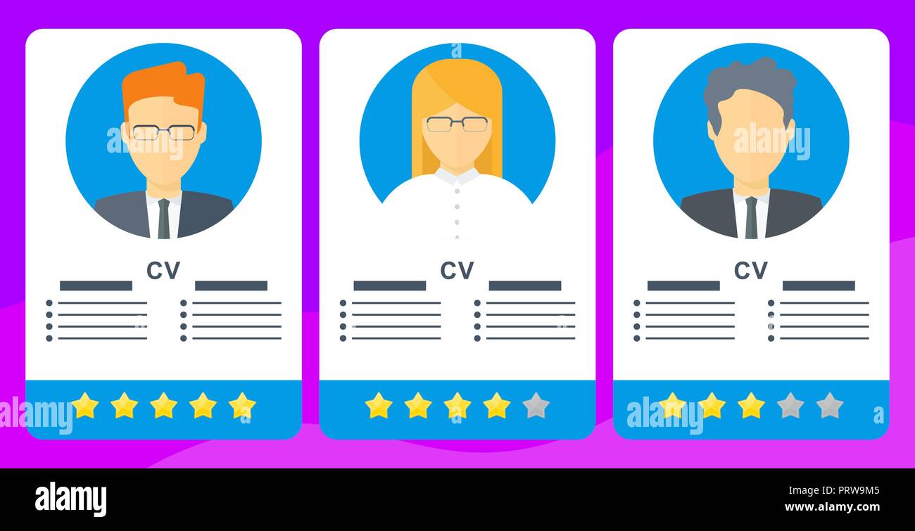 Rating of candidates for vacancy. Mobile application for job search. Stock Vector