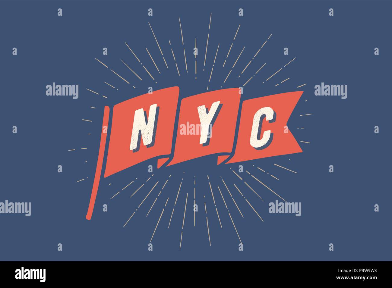 Flag NY. Old school flag banner with text New York Stock Vector