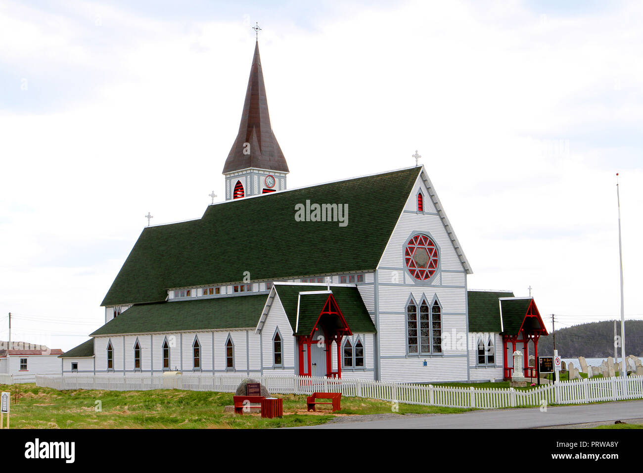 Church in the Town of Trinity. Trinity is a small town located on Trinity Bay in Newfoundland and Labrador, Canada. St. Paul's Anglican Church Stock Photo