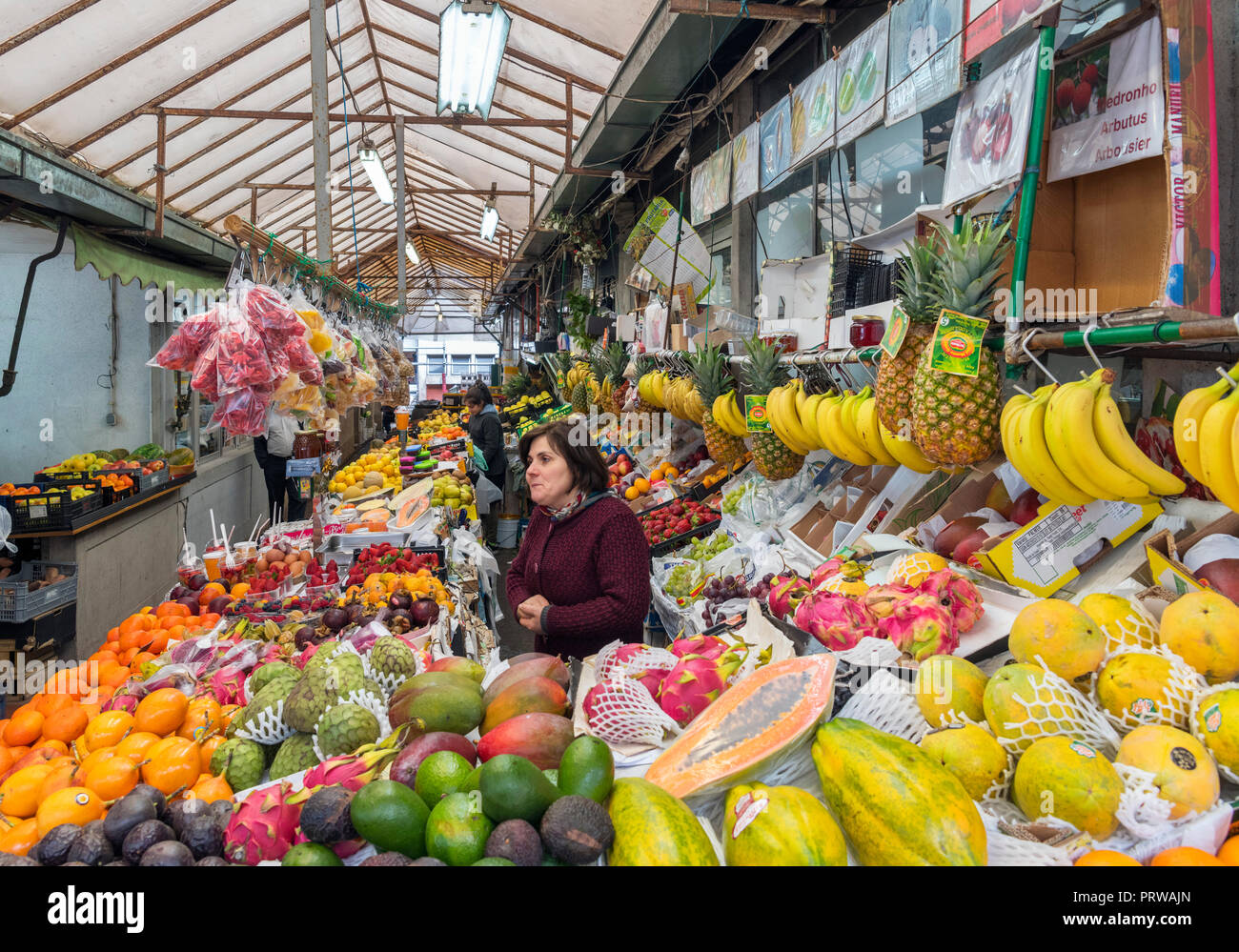 Fruit stall in Bolhao Market ( Mercado do Bolhao ), Porto, Portugal Stock Photo