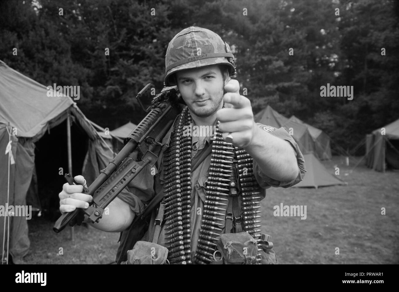 US  M60 Gunner Vietnam (Reenactor) Stock Photo
