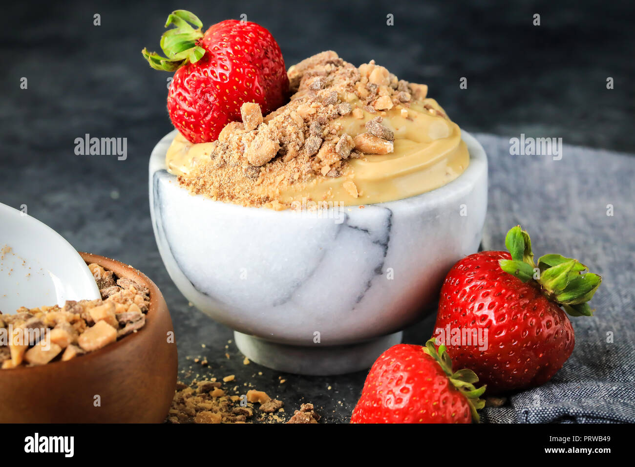 Creamy Chocolate English Toffee Fruit Dip made with 3 ingredients