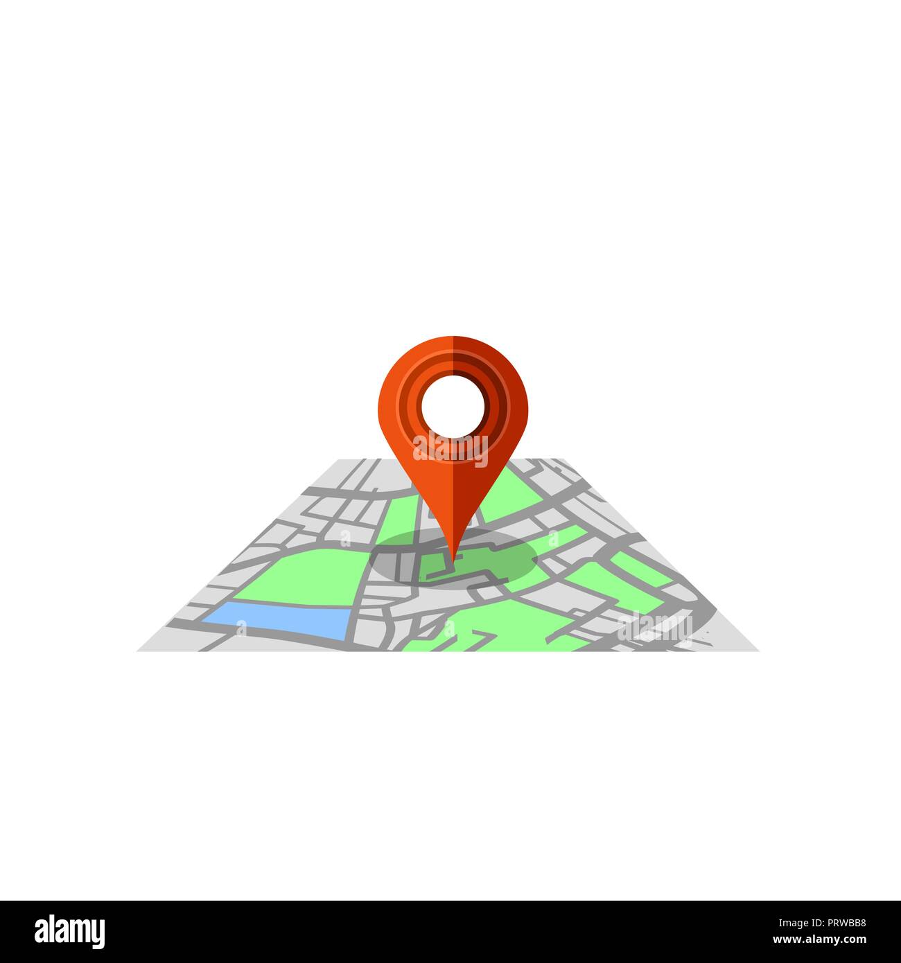 Red Marker Pointer with Road Map. GPS Navigator Location Icon. Stock Vector