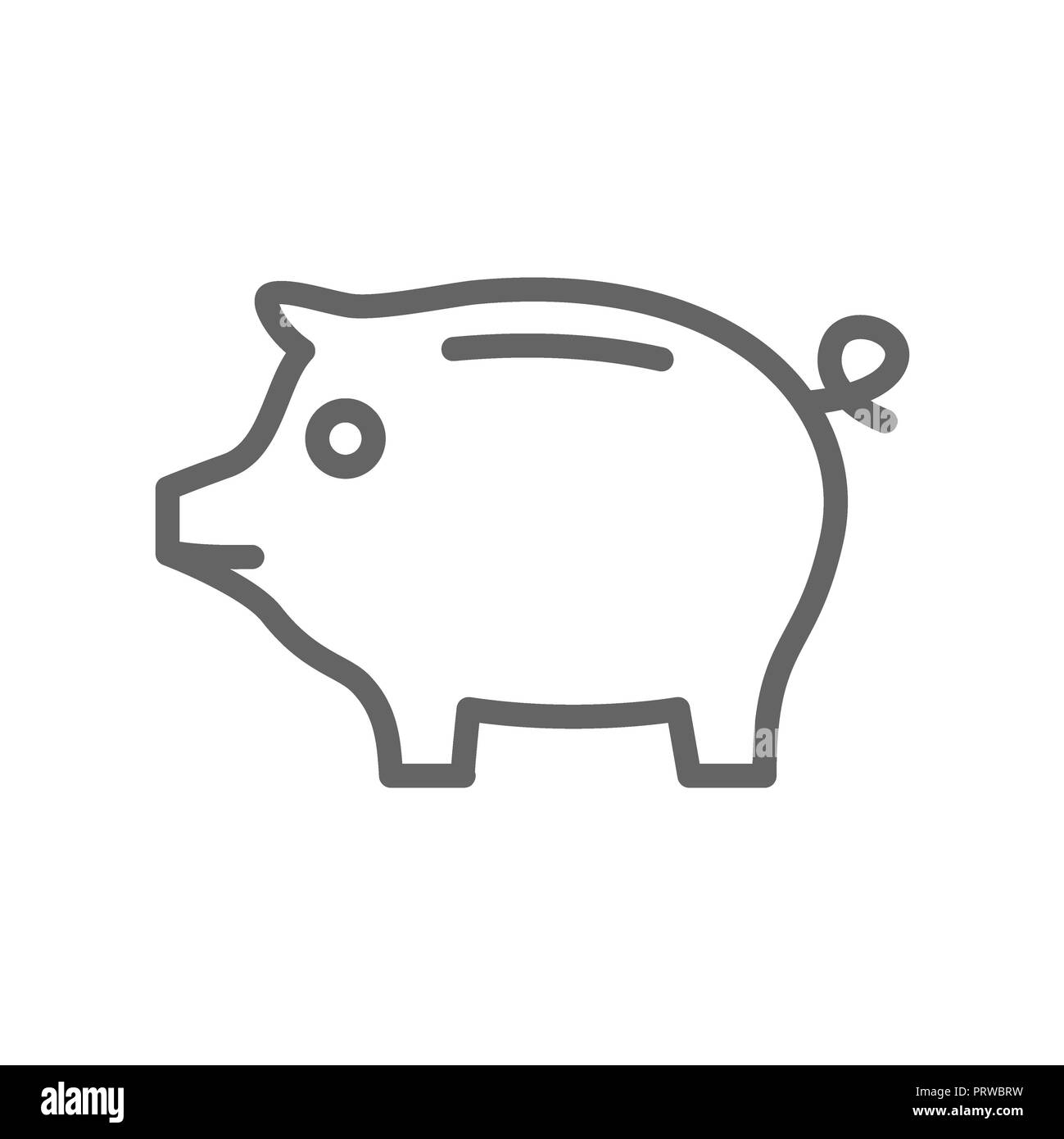 Simple piggy bank line icon. Symbol and sign illustration design. Editable Stroke. Isolated on white background Stock Photo