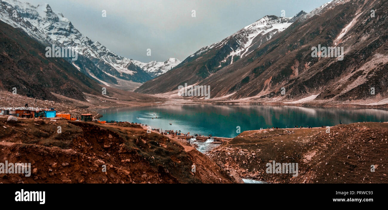 Beautiful View Of Lake Saif Al Maluk in Naran Valley, Pakistan Stock Photo