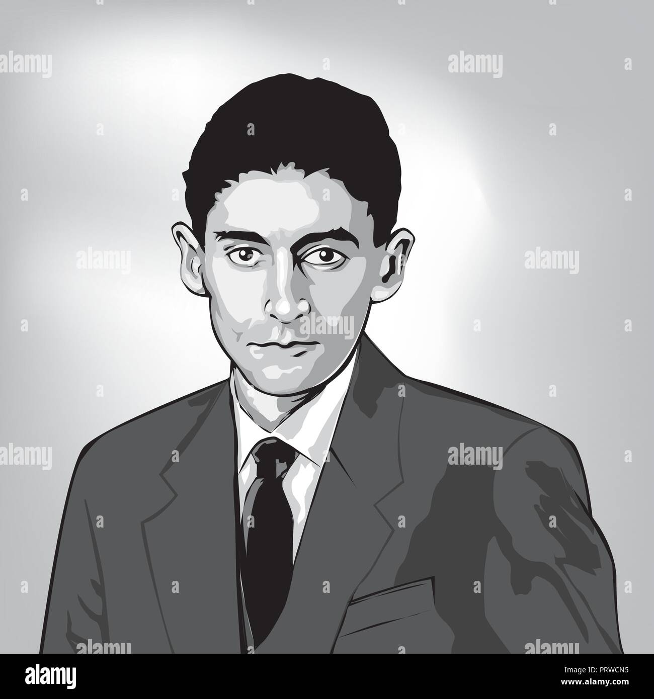 Franz Kafka( 1883 - 1924) was a German-speaking Bohemian Jewish novelist and short story writer. Stock Vector