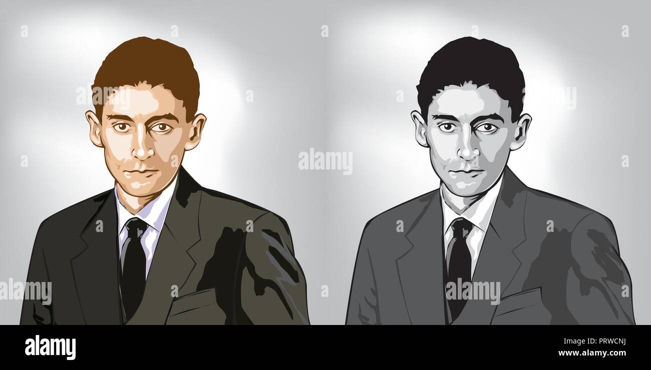 Franz Kafka( 1883 - 1924) was a German-speaking Bohemian Jewish novelist and short story writer. Stock Vector