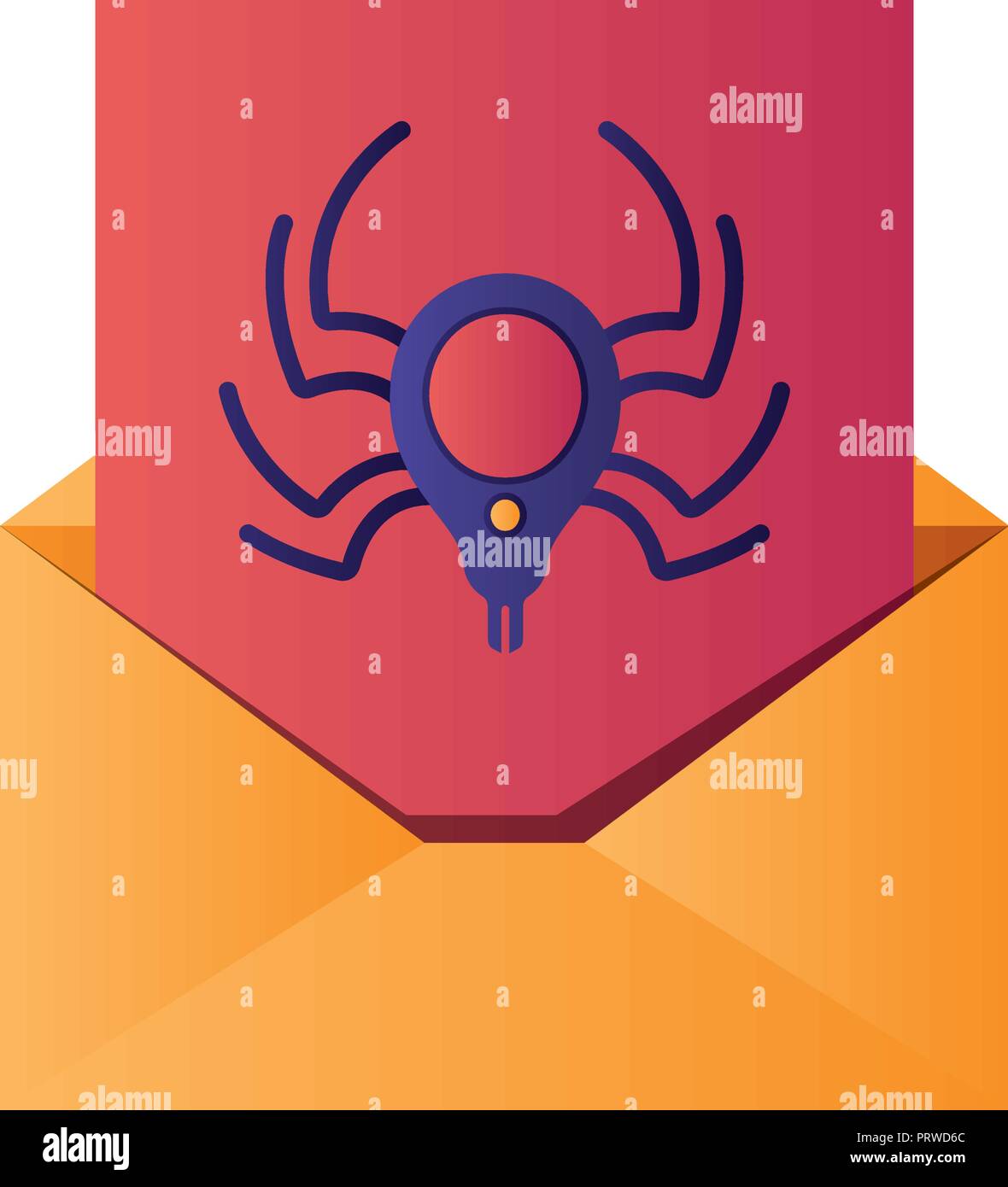 open letter with spider isolated icons Stock Vector