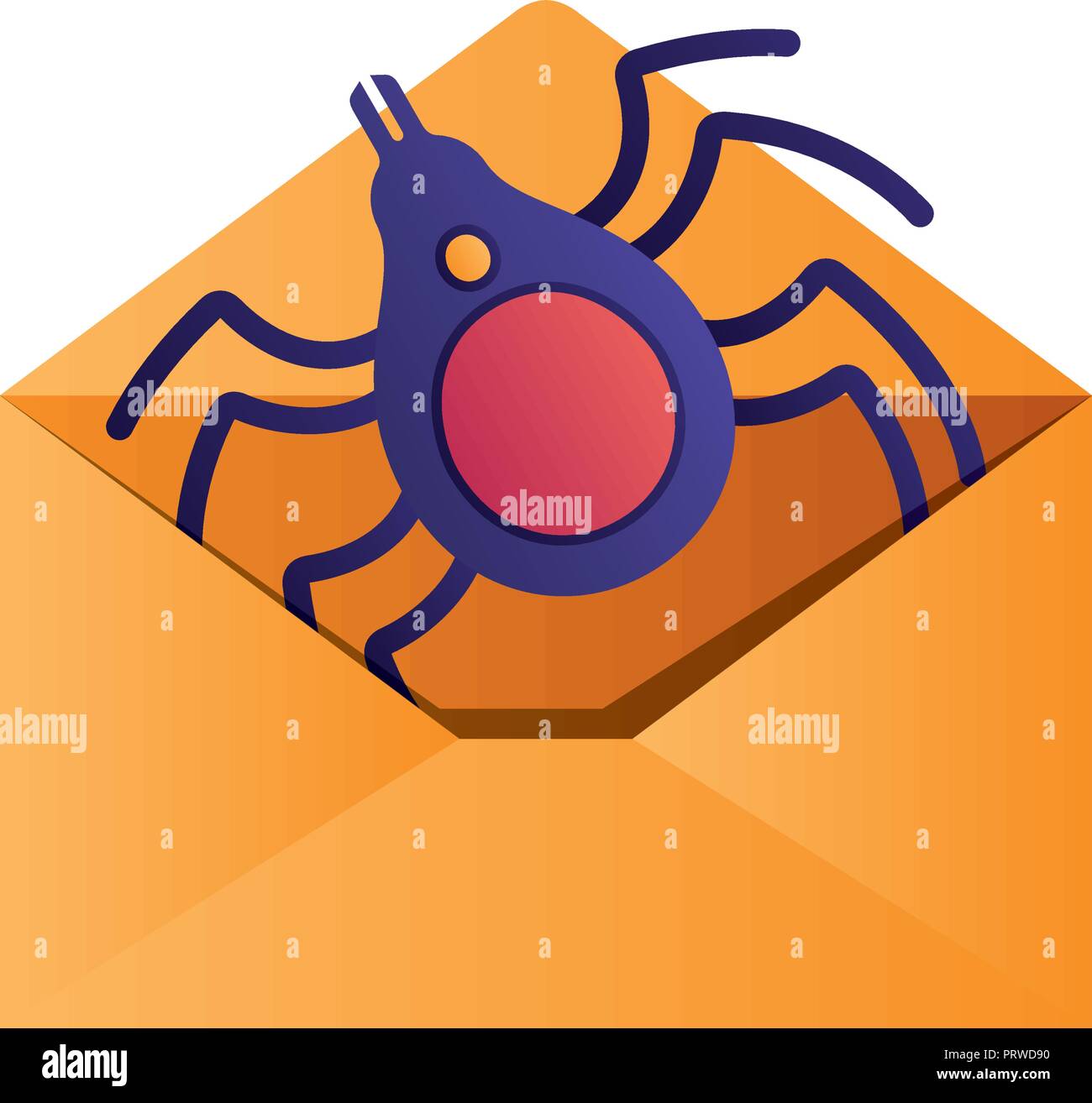 open letter with spider isolated icons Stock Vector