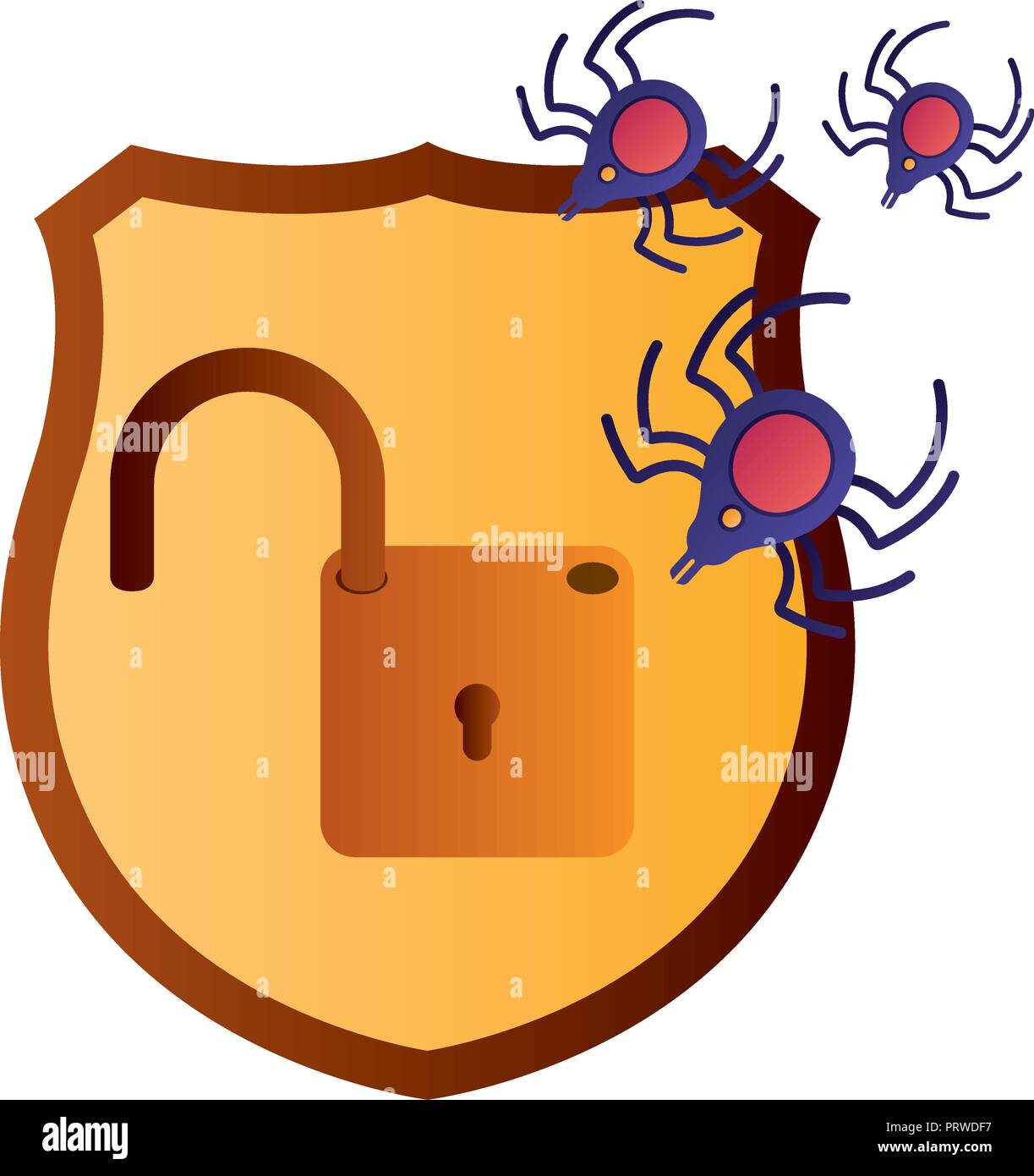 shield with open padlock isolated icons Stock Vector Image & Art - Alamy
