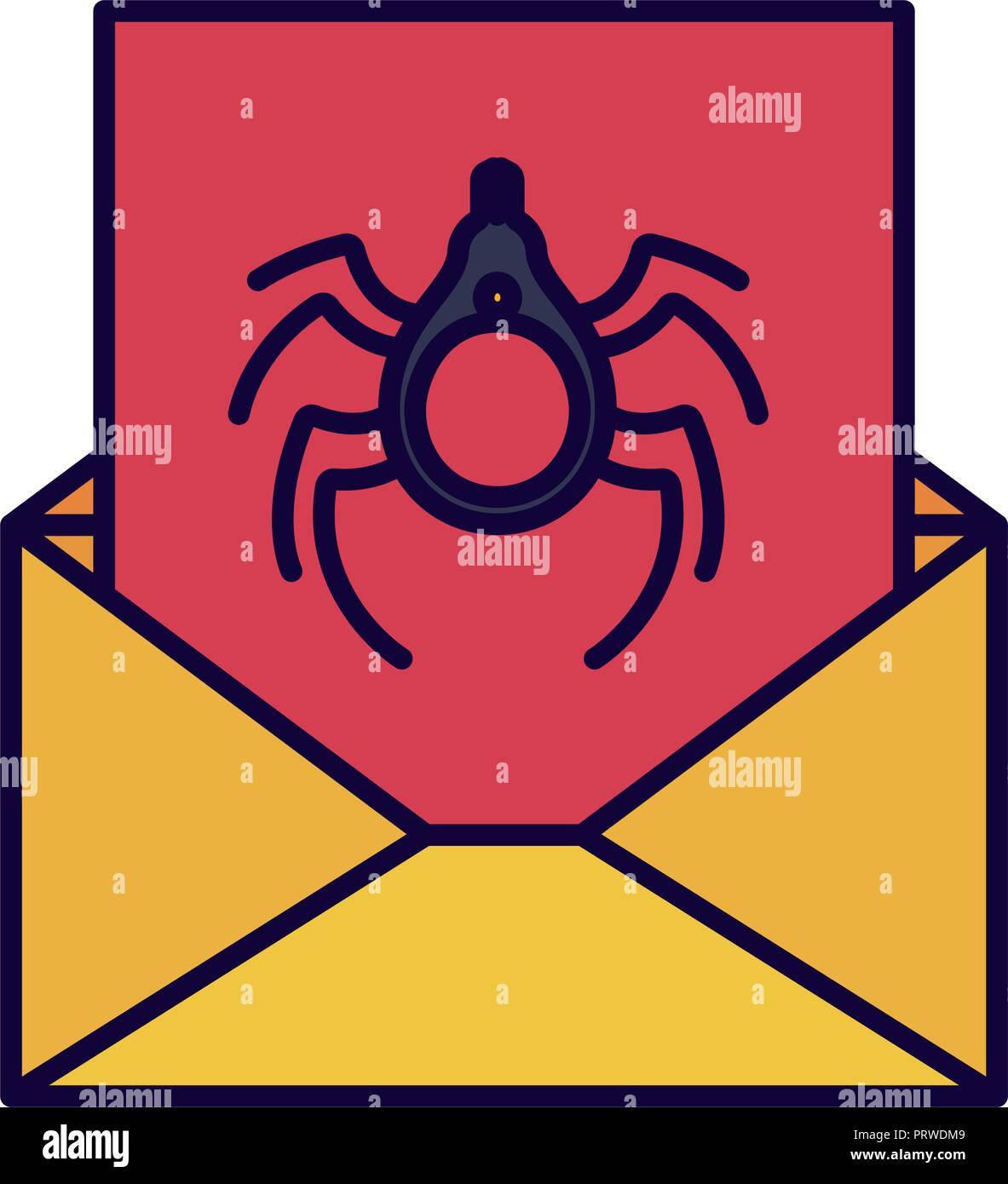 open letter with spider isolated icons Stock Vector