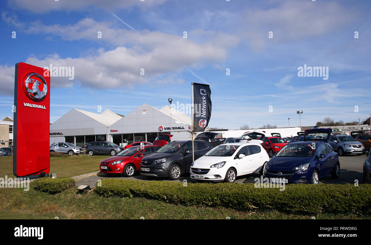 Slaters Vauxhall Dealership Llangefni Anglesey Stock Photo