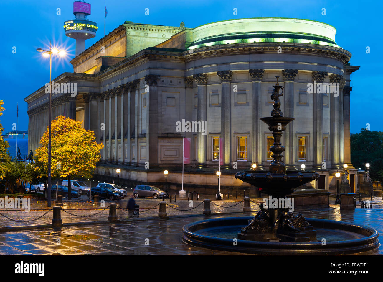 St George’s Hall, Liverpool, with St John’s Beacon behind. Image taken in September 2018 Stock Photo