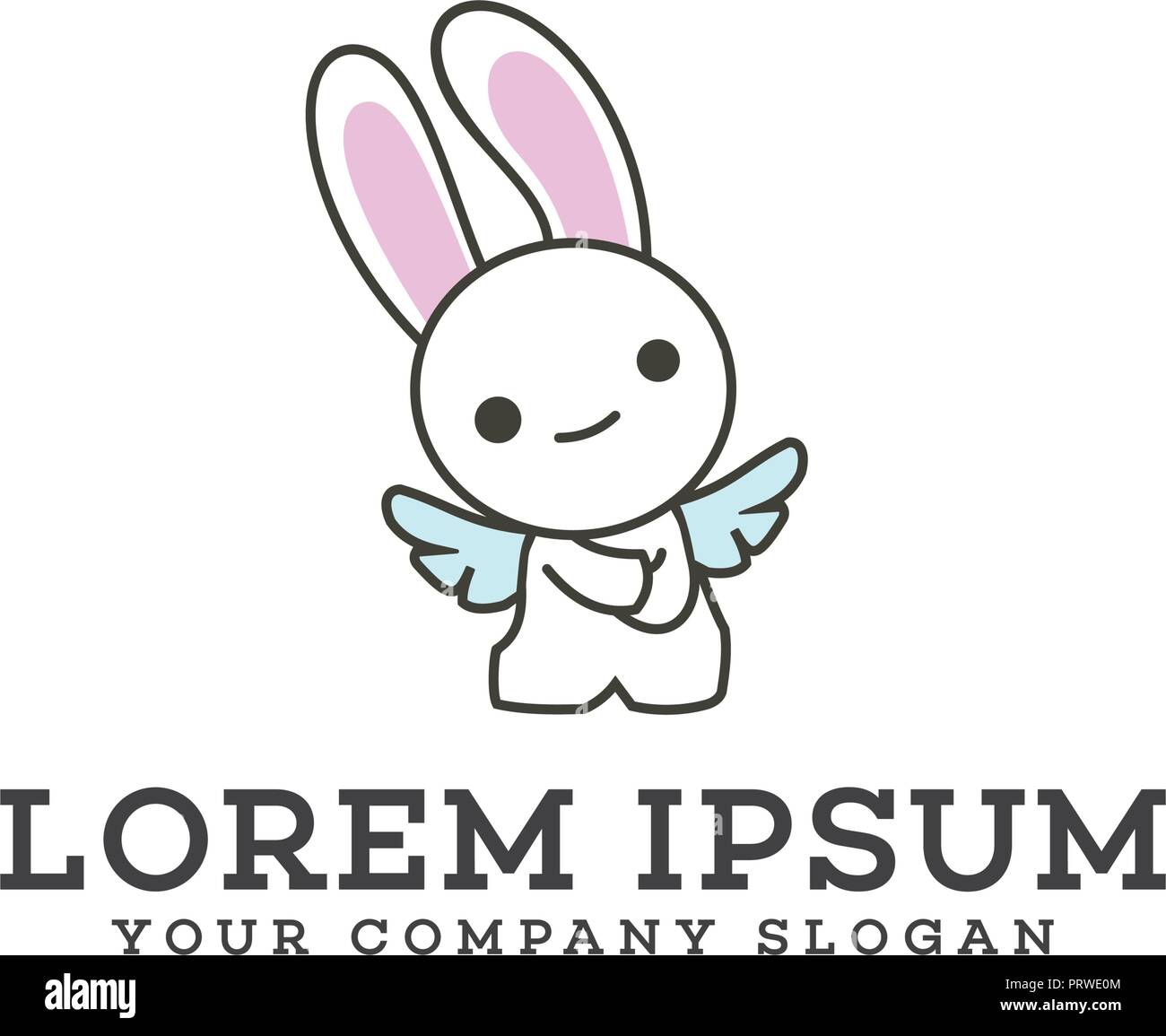 funny Angel Bunny cartoon logo design concept template Stock Vector