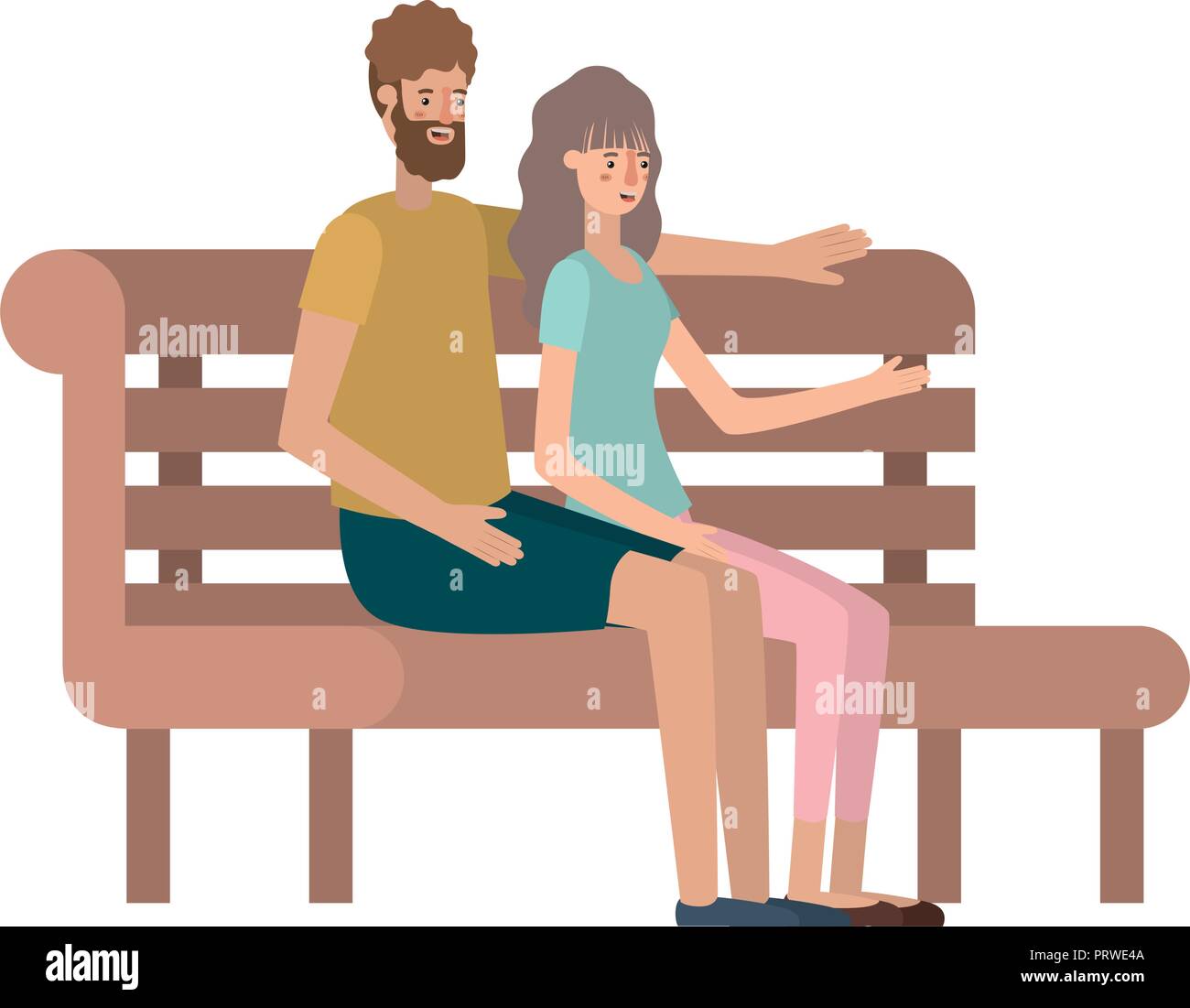 couple sitting in park chair avatar character Stock Vector Image & Art ...