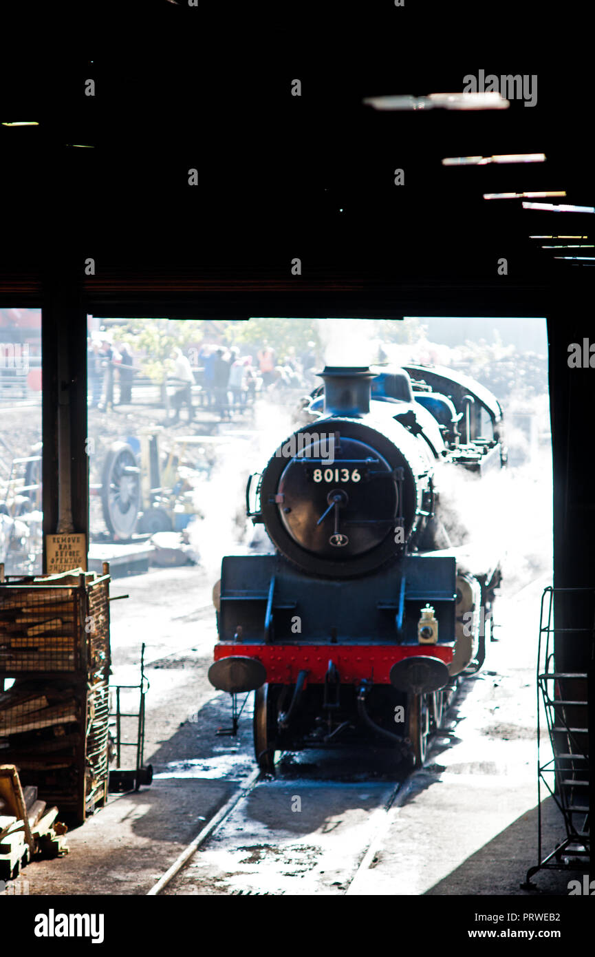 Standard Tank No 80136 at Grosmont shed, North Yorkshire Moors Railway, England Stock Photo