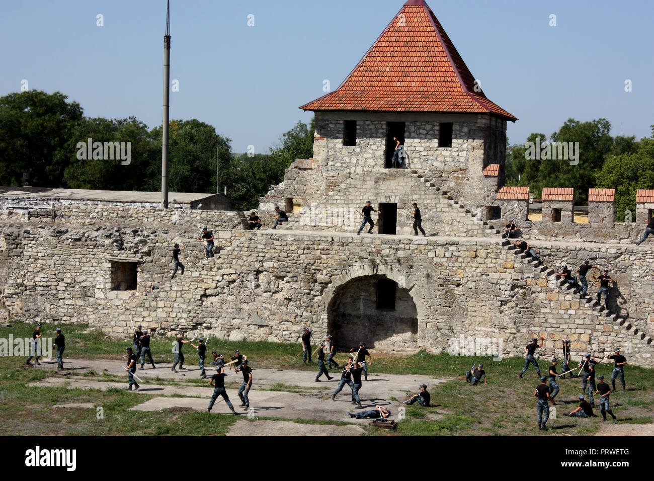 The inner courtyard of the Bender Fortress in Moldova Stock Photo