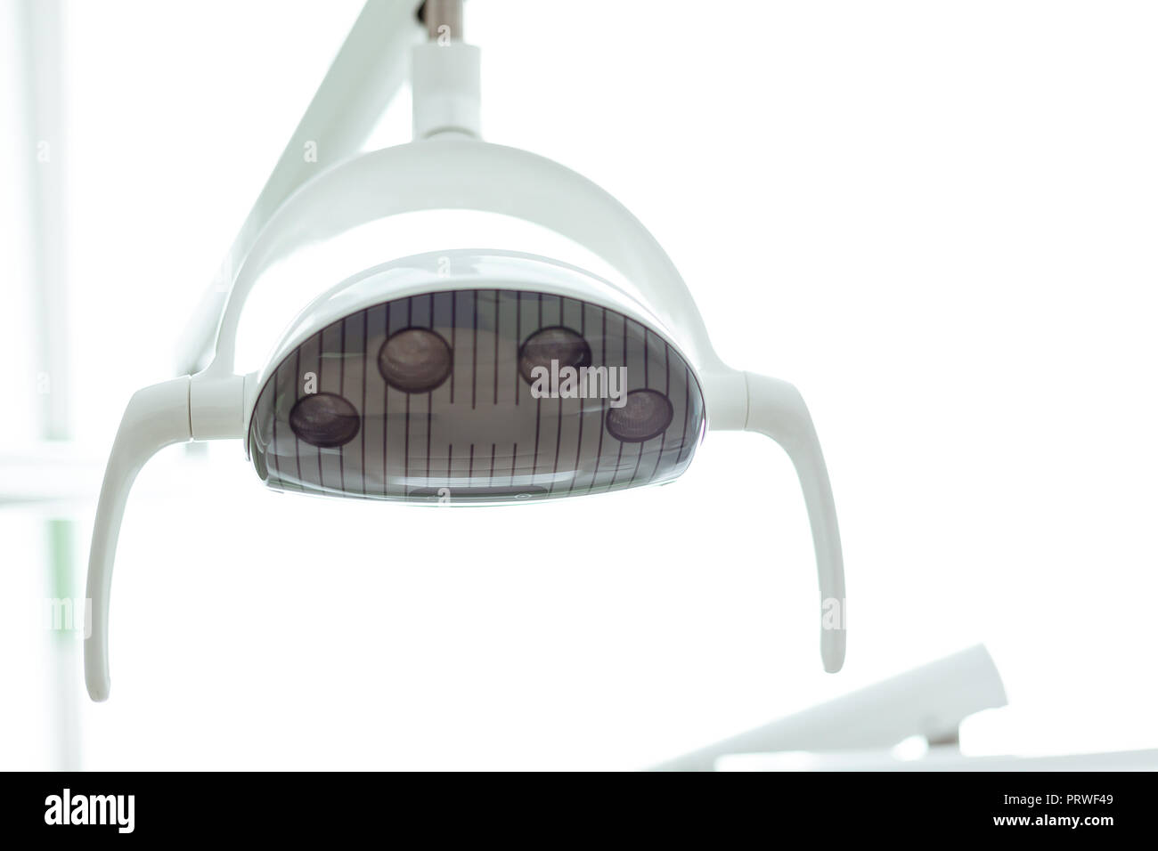 Dental light in dentist office. Dental clinic equipment close up