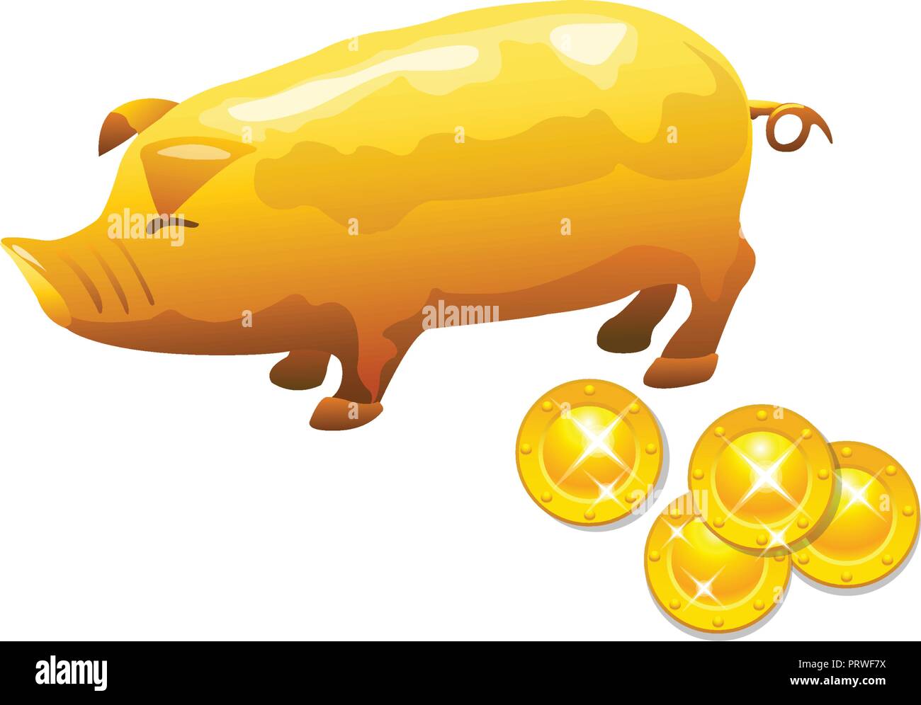 pig and coin. financial deposit concept. Vector Illustration Isolated on White Background Stock Vector