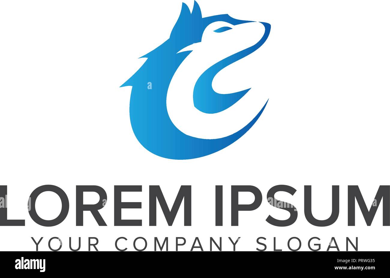 wolf cloud logo. Animals logo design concept template Stock Vector
