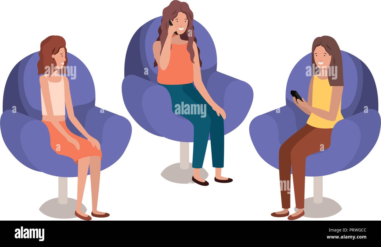 young women sitting on sofa avatar character Stock Vector Image & Art ...