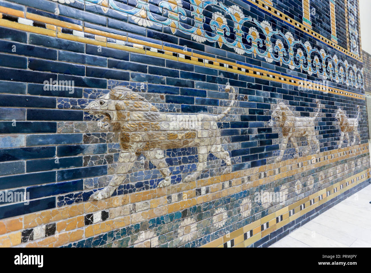 Detail from Ishtar Gate from Babylon, now reconstructed in Pergamon museum in Berlin Stock Photo