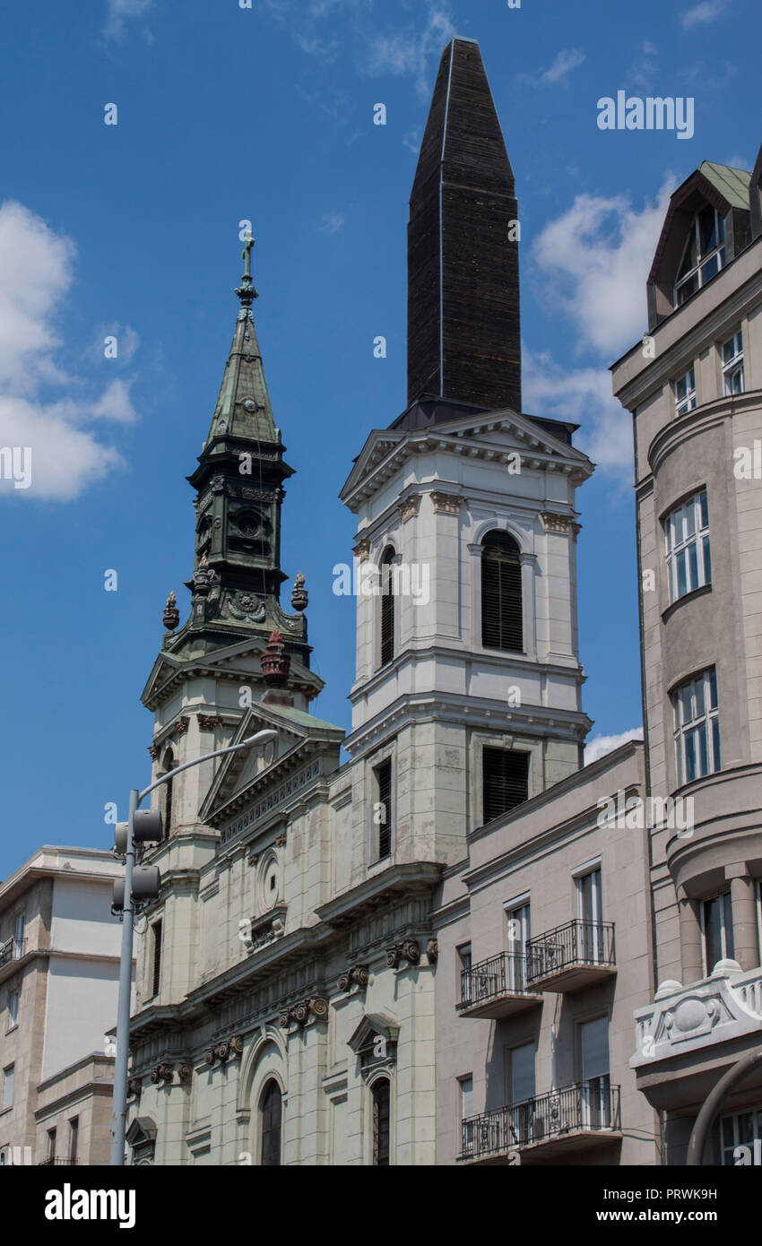 Eclectic towers of the Hungarian Orthodox Cathedral of Our Lady in Budapest, Hungary, Eastern Europe. Stock Photo