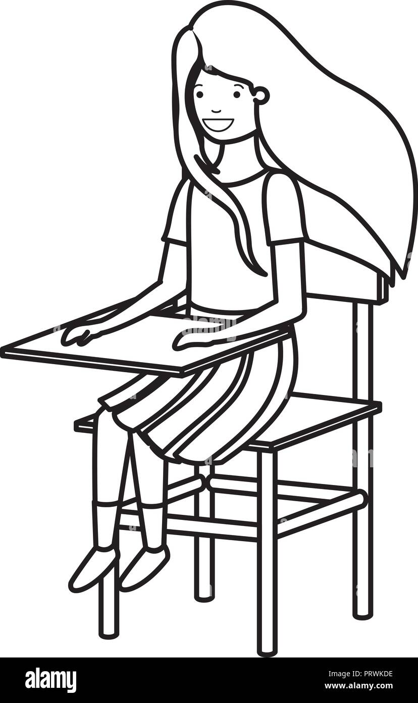 young student girl sitting in school chair Stock Vector Image & Art Alamy