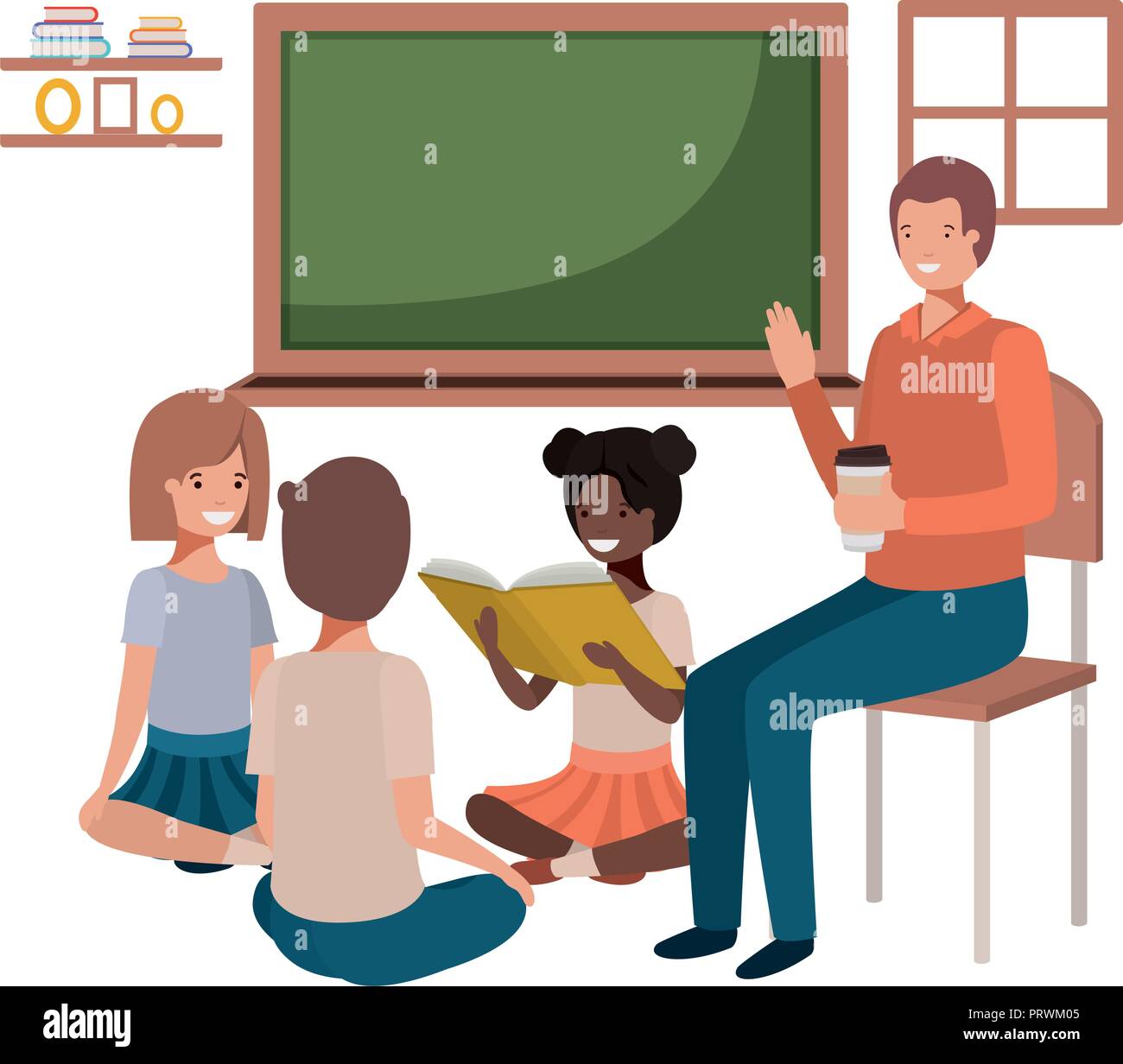 teacher in the classroom with students Stock Vector Image & Art - Alamy