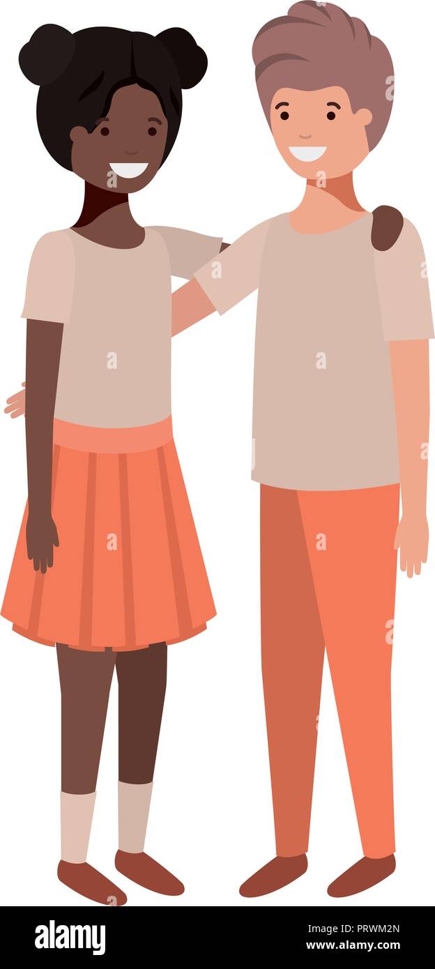 friendly teenagers ethnicity couple characters Stock Vector Image & Art ...