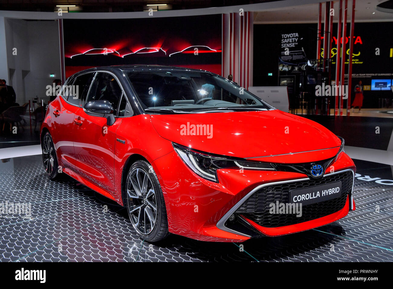 Paris. 3rd Oct, 2018. Photo taken on Oct. 3, 2018 shows a Toyota's Corolla Hybrid, a hybrid car, during the Paris Motor Show in Paris, France. Credit: Chen Yichen/Xinhua/Alamy Live News Stock Photo