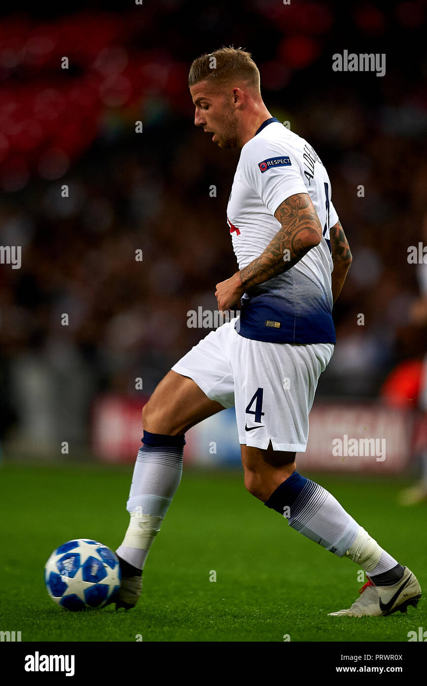 London, UK. 3rd Oct 2018. Toby Alderweireld of Tottenham during the Group B match of the UEFA Champions League between Tottenham Hotspurs and FC Barcelona at Wembley Stadium on October 03, 2018 in London, England. Credit: José Bretón/Alamy Live News Stock Photo