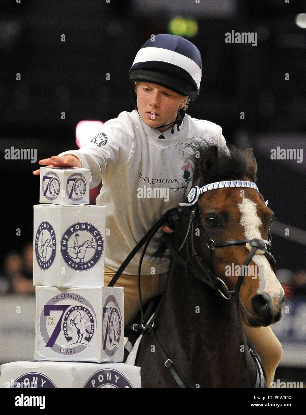 NEC Birmingham, UK. 4th Oct 2018. Pony club mounted games. Prince Philip  cup. round 1. Horse of the year show (HOYS). National Exhibition Centre  (NEC). Birmingham. UK. 04/10/2018. Credit: Sport In Pictures/Alamy