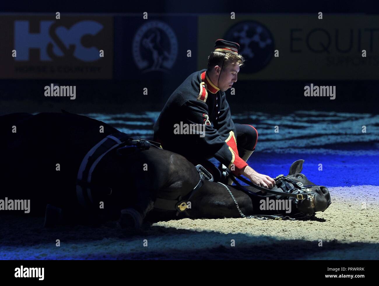 NEC Birmingham, UK. 4th Oct 2018. Horse plays dead. The Household