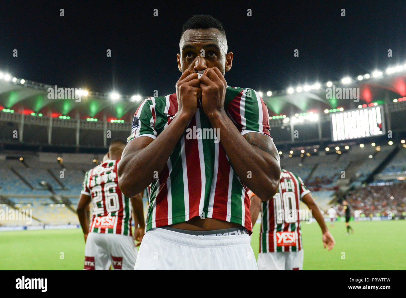 Rio De Janeiro, Brazil. 04th Oct, 2018. Digão celebrates goal during ...