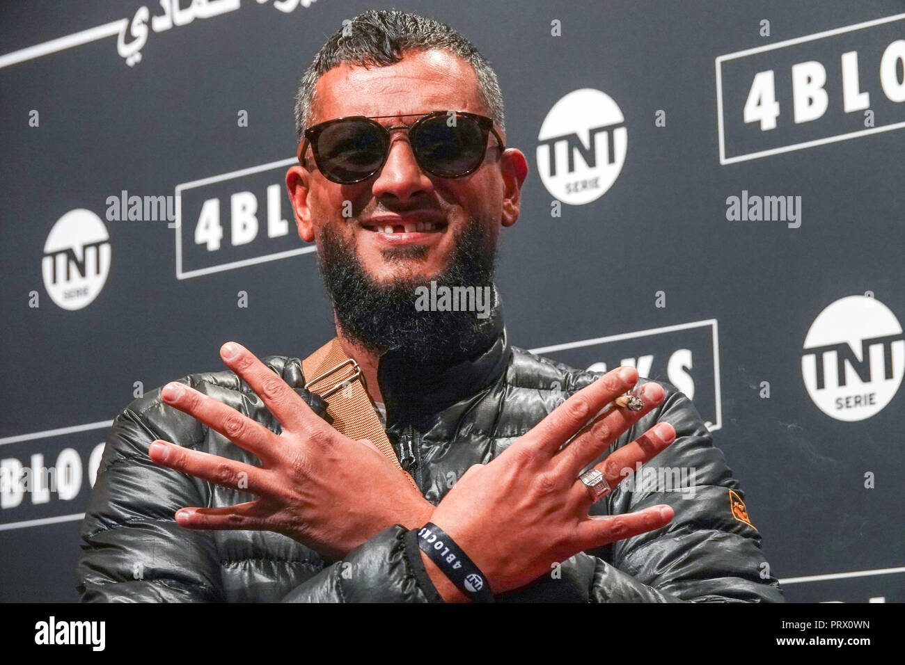 04 October 2018, Berlin: The rapper Gringo on the red carpet for the premiere of the second